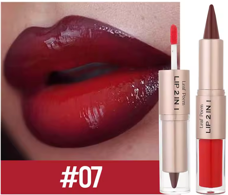 Crayon brun foncé - gloss rouge